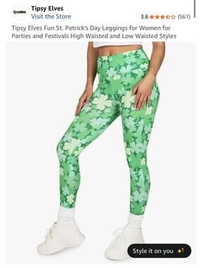 Tipsy Elves St. Patrick's Day Shamrock Leggings for Women Size XL